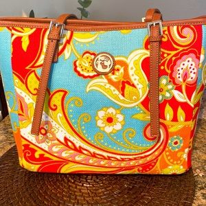 Spartina 449 Linen and Leather Tote